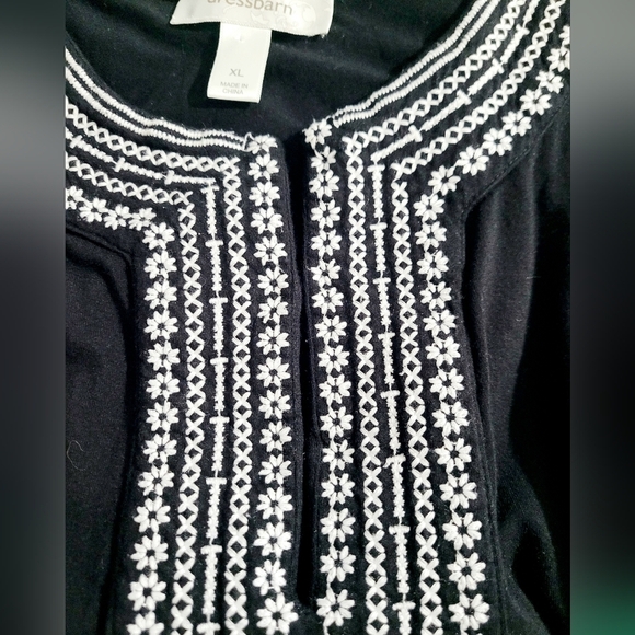 DRESSBARN Woman's Casual Sleeveless Top Black White Embroidery Size XL - Picture 5 of 11